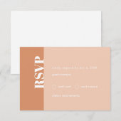 Tan & Blush Bold Modern Minimalist Boho RSVP-kaart RSVP Kaartje (Voorkant / Achterkant)