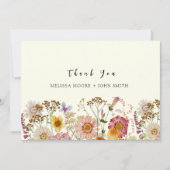 Tan Boho Wildflower Wedding Dank je wel kaart (Voorkant)