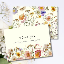 Tan Boho Wildflower Wedding Dank je wel kaart