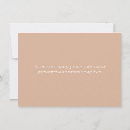 Tan Botanical Greenery Elegant Script Bedankkaart (Achterkant)