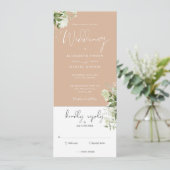 Tan Botanische Bloemen Alles In Een Bruiloft Kaart (Staand voorkant)