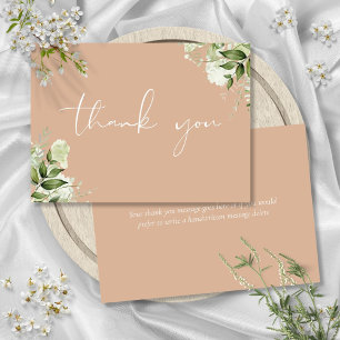 Tan Botanische Groene Elegante Script Bedankkaart