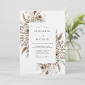 Tan Botanische Kwaststreek Bruiloft Kaart (Staand voorkant)