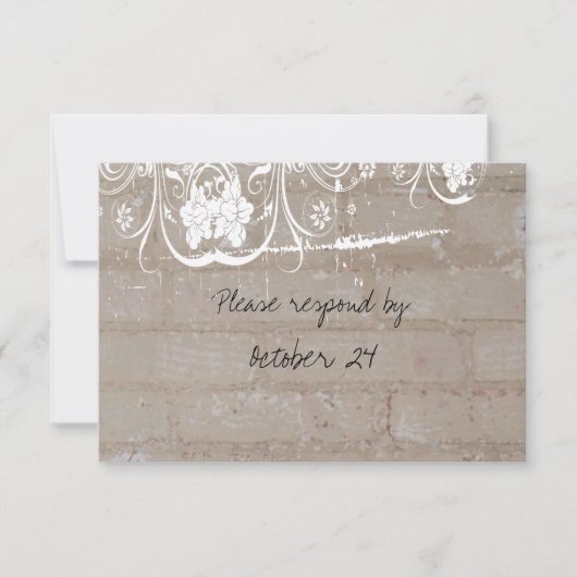 Tan Brick Lace Rsvp met enveloppen (Voorkant)
