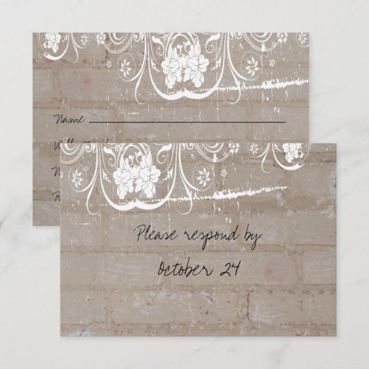 Tan Brick Lace Rsvp met enveloppen (Voorkant / Achterkant)
