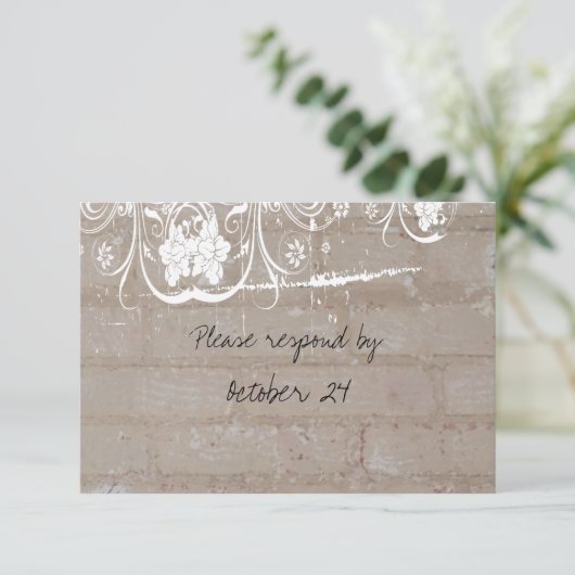 Tan Brick Lace Rsvp met enveloppen (Staand voorkant)