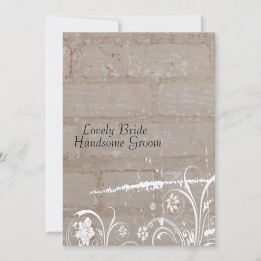 Tan Brick Lace Wedding Invitation Kaart (Achterkant)