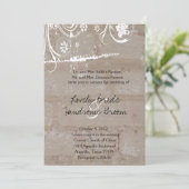 Tan Brick Lace Wedding Invitation Kaart (Staand voorkant)