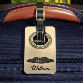 Tan Brown akoestische gitaar instrumentnaam Bagagelabel