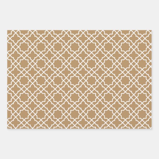 Tan Brown Arabesque Pattern Gift Wrapping Paper (Voorkant 2)