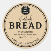 Tan Brown Bakkerij Zuredeeg Brood Label Sticker (Voorkant)