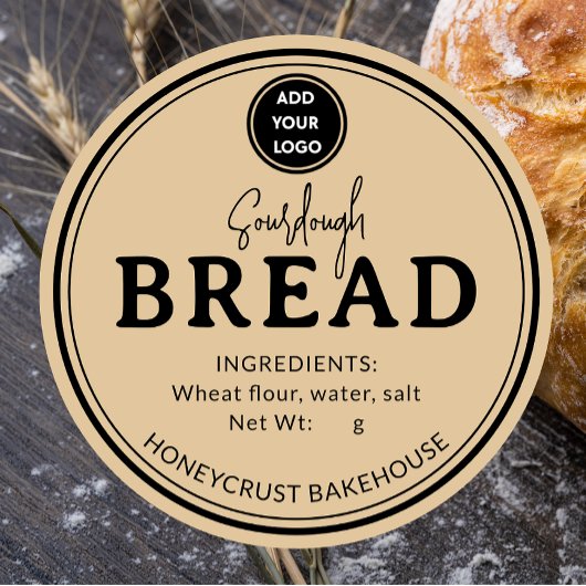 Tan Brown Bakkerij Zuredeeg Brood Label Sticker