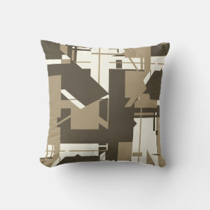 Tan Brown Beige Abstract MCM-geïnspireerd ontwerp Kussen