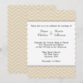 Tan Brown Beige Chevron Wedding Invitations Kaart (Voorkant / Achterkant)