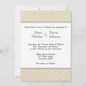 Tan Brown Beige Chevron Wedding Invitations Kaart (Voorkant)