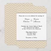 Tan Brown Beige Chevron Wedding Invitations Kaart (Voorkant / Achterkant)
