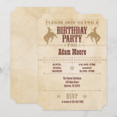 Tan Brown Beige  Cowboy Birthday Uitnodiging (Voorkant / Achterkant)