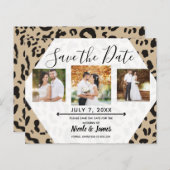 Tan Brown & Black Cheetah Leopard Save the Date (Voorkant / Achterkant)