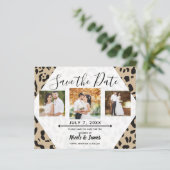 Tan Brown & Black Cheetah Leopard Save the Date (Staand voorkant)
