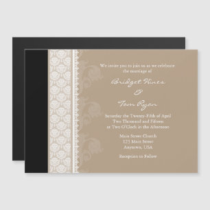 Tan Brown Black Modern Magnetic Wedding Invitation Magnetische Uitnodiging