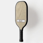 Tan Brown Burlap Faux Fabric Voeg monogram toe Pickleball Paddle (Links)