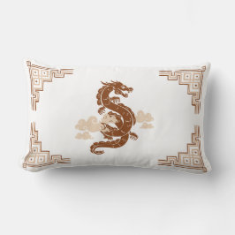 Tan Brown Chinoiserie Dragon & Clouds Kussen