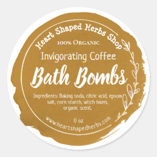 Tan Brown Coffee Waterverf Badbom Ronde Sticker