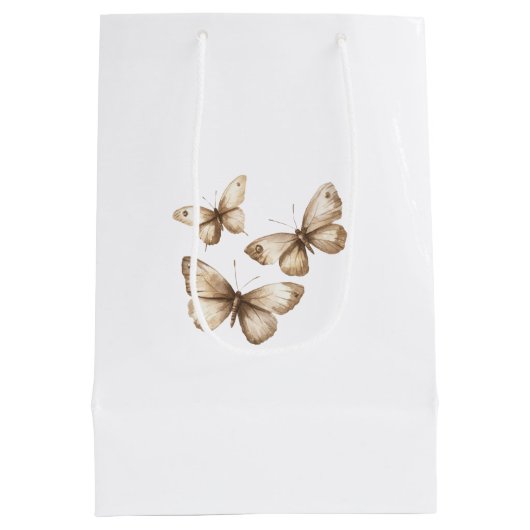 Tan Brown Cream Butterflies Medium Cadeauzakje (Achterkant)