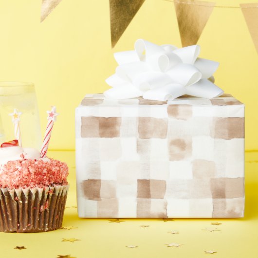 Tan Brown Cream Stripes Cadeaupapier (Verjaardagsfeest)