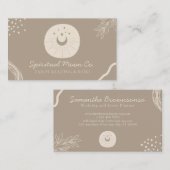 Tan Brown Earth Tone Moon Stars Spiritueel Visitekaartje (Voorkant / Achterkant)