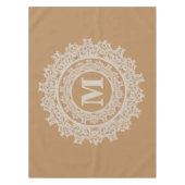 Tan Brown en Cream Elegant Monogram Tafelkleed (Voorkant)