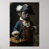Tan Brown Franse Bulldog Pirate Captain Poster (Voorkant)