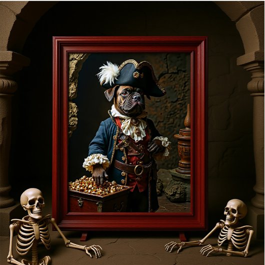 Tan Brown Franse Bulldog Pirate Captain Poster