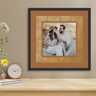 Tan Brown Herringbone Custom Foto Folie Art Print