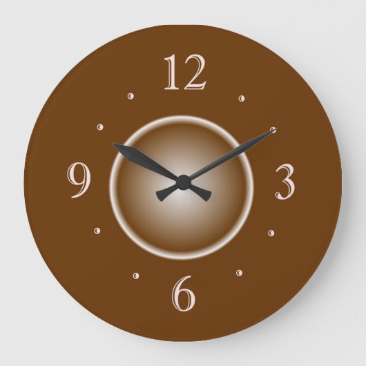 Tan Brown met White Glow Effect > Plain Clocks Grote Klok (Voorkant)