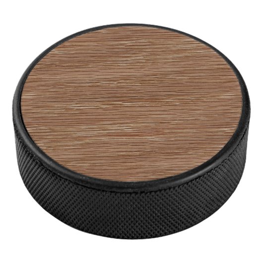 Tan Brown Natural Oak Wood Grain look Hockey Puck (3/4)
