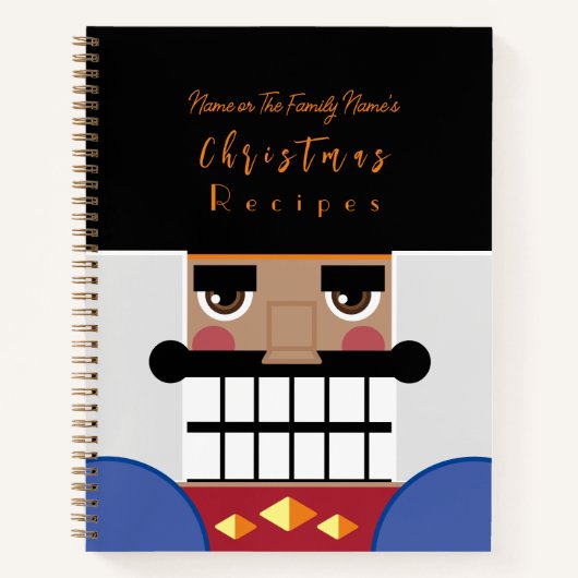 Tan Brown Notenkraker Kerst Recepten Kookboek Notitieboek (Voorkant)