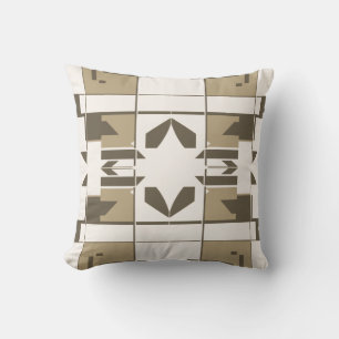 Tan Brown Off-White Mediterraan Schaakbord Kussen