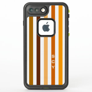 Tan Brown Oranje Vertical Stripes Monogram