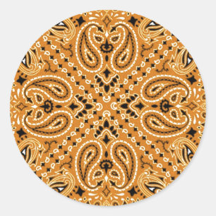 Tan Brown Paisley Westerne Bandana sjaal Print Ronde Sticker