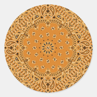 Tan Brown Paisley Westerne Bandana sjaal Print Ronde Sticker