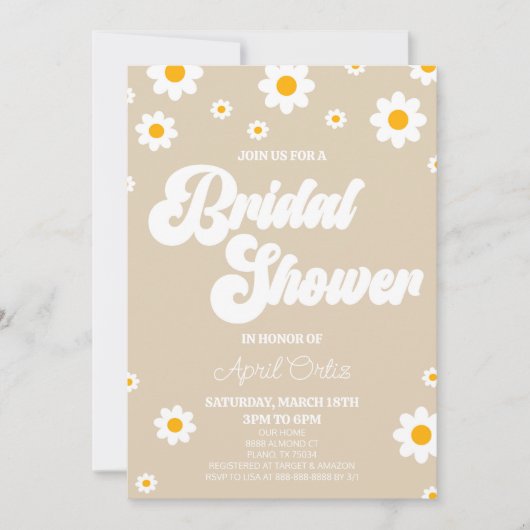 Tan Brown Retro Daisy Flower Vrijgezellenfeest Kaart (Voorkant)