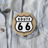 Tan Brown Route 66 verkeersbord Ronde Button 4,0 Cm (In situ)