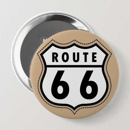Tan Brown Route 66 verkeersbord Ronde Button 4,0 Cm (Voorkant /achterkant)