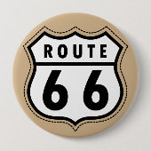 Tan Brown Route 66 verkeersbord Ronde Button 4,0 Cm (Voorkant)