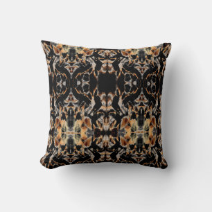 Tan Bruin Beige Zwart Mediterraan Mozaïek Motief Kussen
