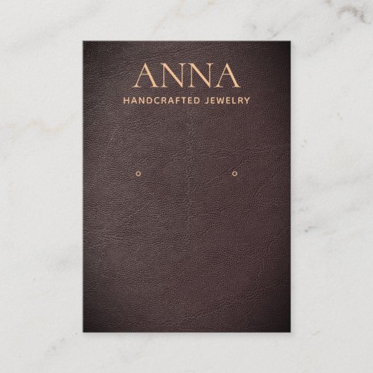 Tan bruin leder dat juwelier-display verdient visitekaartje (Voorkant)