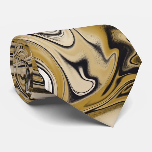 Tan Bruin Marmeren Swirl Patroon Stropdas (Opgerold)