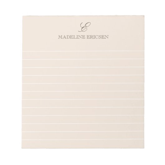 Tan & Bruin Monogram Gelinieerd Notitieblok (Voorkant)