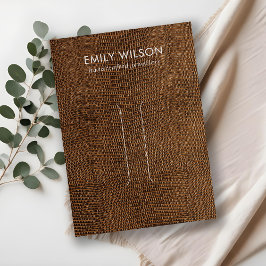 TAN BRUINE LEDEREN TEXTUUR HAARCLIP DISPLAY KAART VISITEKAARTJE